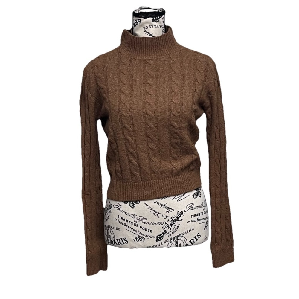 Hippie Rose Women’s Open Back Cable Knit Sweater Size XS Brown Fisherman Angler - Picture 2 of 10